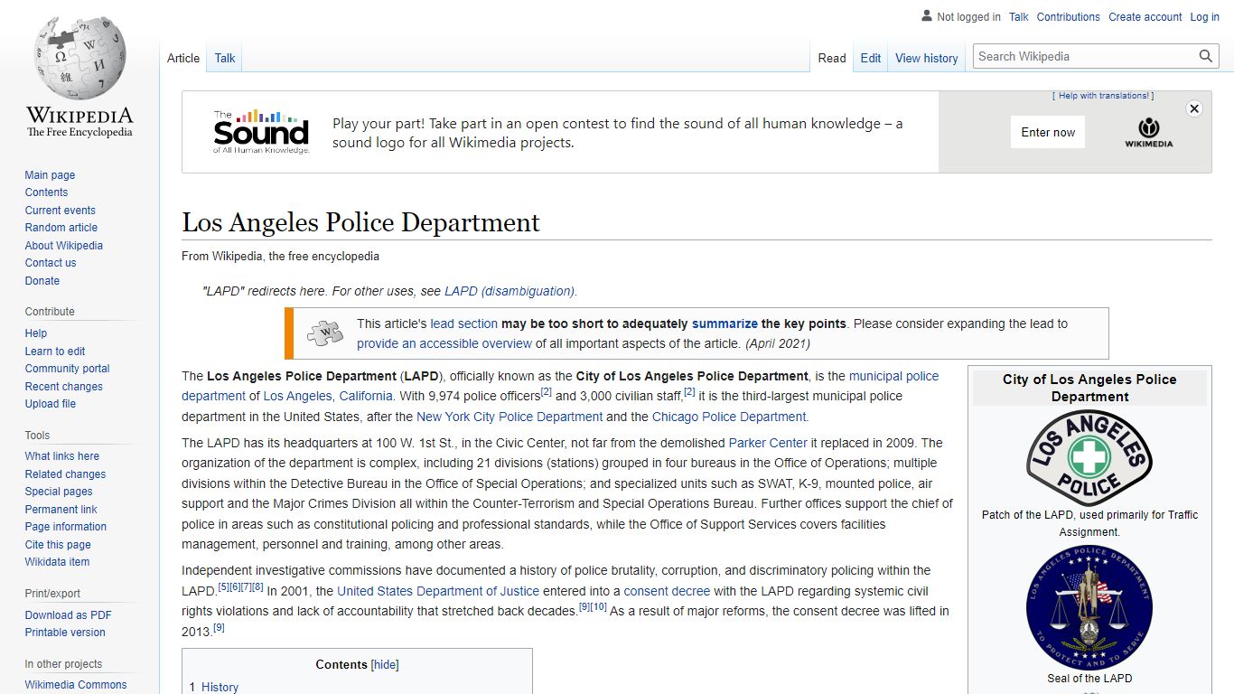 Los Angeles Police Department - Wikipedia